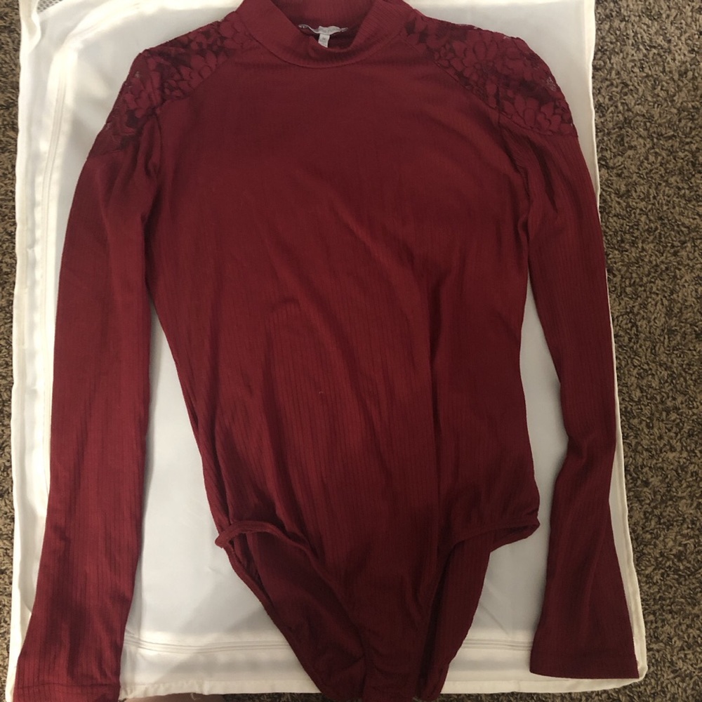 Red long sleeve Charlotte Russe bodysuit